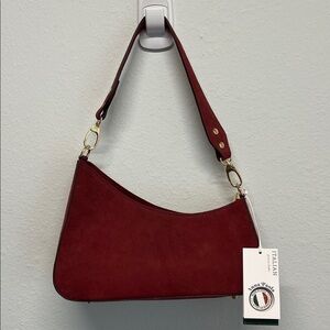 Anna Poala | Italian Leather Shoulder Bag ~ Maroon w/ Crossbody Strap